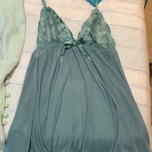 Green Floral Embroidery Chemise